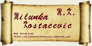 Milunka Kostačević vizit kartica